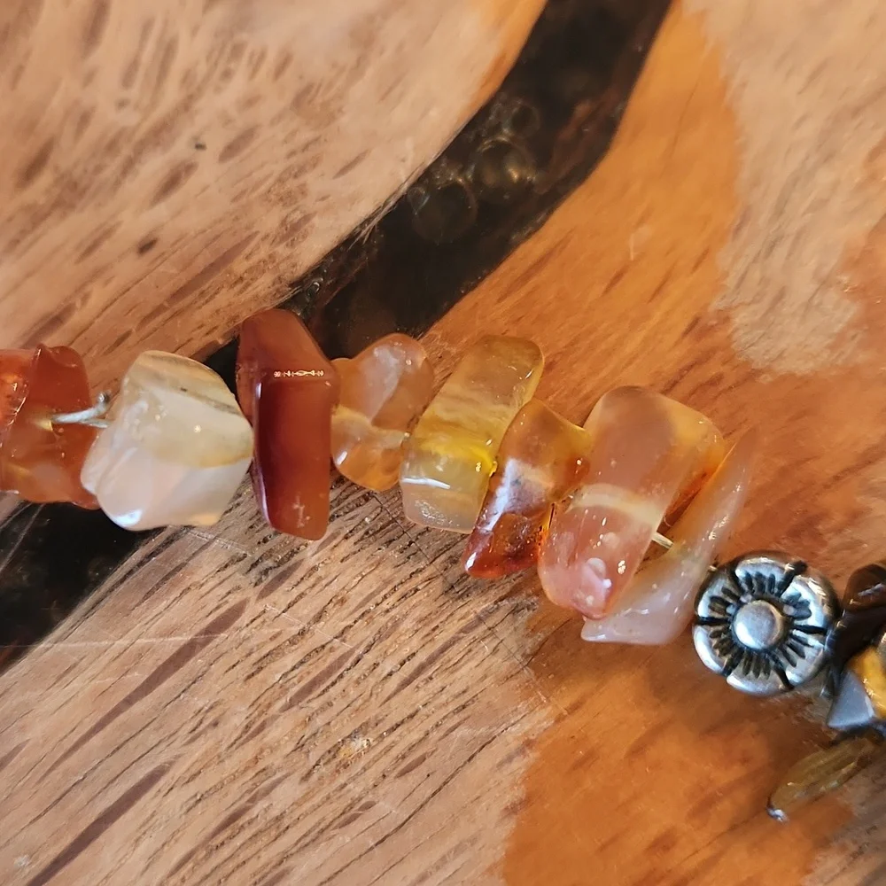 Native American Turquoise Tiger Eye Amber Necklace 17.5" - Picture 15 of 15